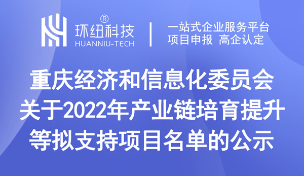 重慶2022年產(chǎn)業(yè)鏈培育提升等擬支持項(xiàng)目名單