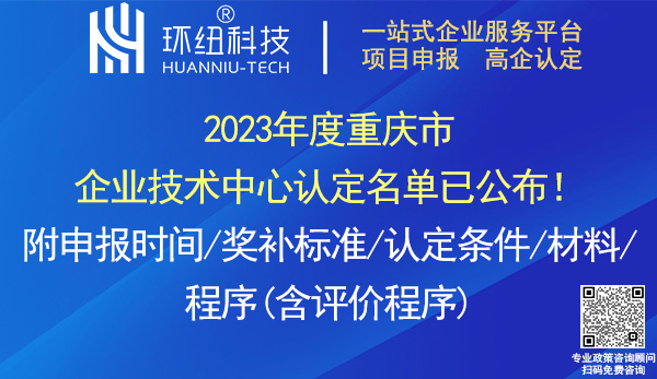 2023年度重慶市企業技術中心認定名單