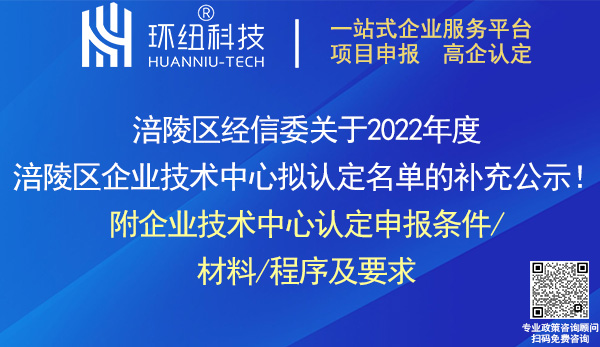 2022年度涪陵區(qū)企業(yè)技術中心認定名單