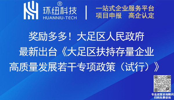 大足區(qū)扶持存量企業(yè)高質(zhì)量發(fā)展若干專項政策(試行)